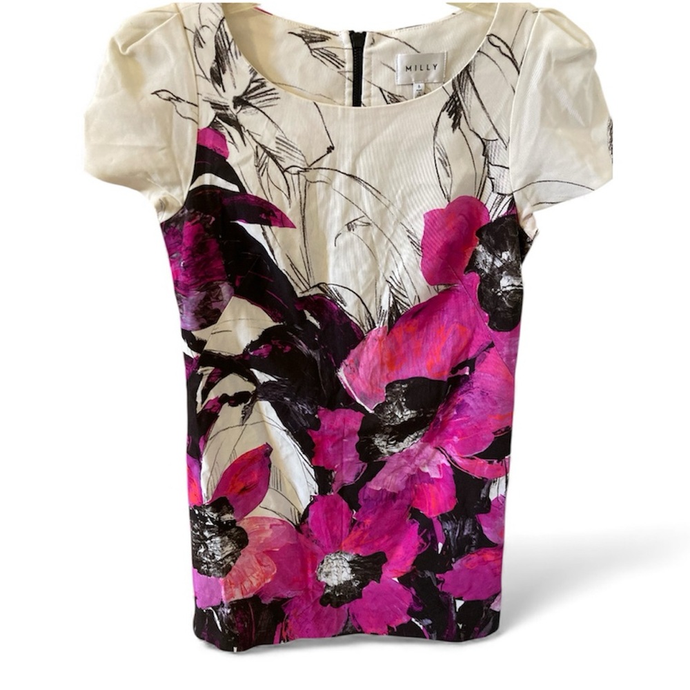 Milly Chloe Abstract Floral Sheath Dress Pink 6